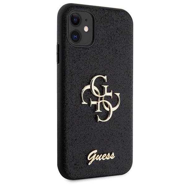 Guess GUHCN61HG4SGK sag til iPhone 11 / Xr - sort Glitter Script Big 4G