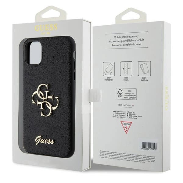 Guess GUHCN61HG4SGK sag til iPhone 11 / Xr - sort Glitter Script Big 4G