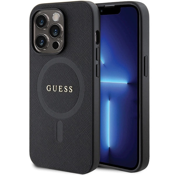 Guess GUHMP14XPSAHMCK fodtøj til iPhone 14 Pro Max 6.7" - sort Saffiano MagSafe