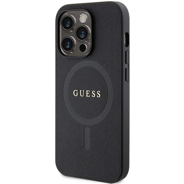 Guess GUHMP14XPSAHMCK fodtøj til iPhone 14 Pro Max 6.7" - sort Saffiano MagSafe