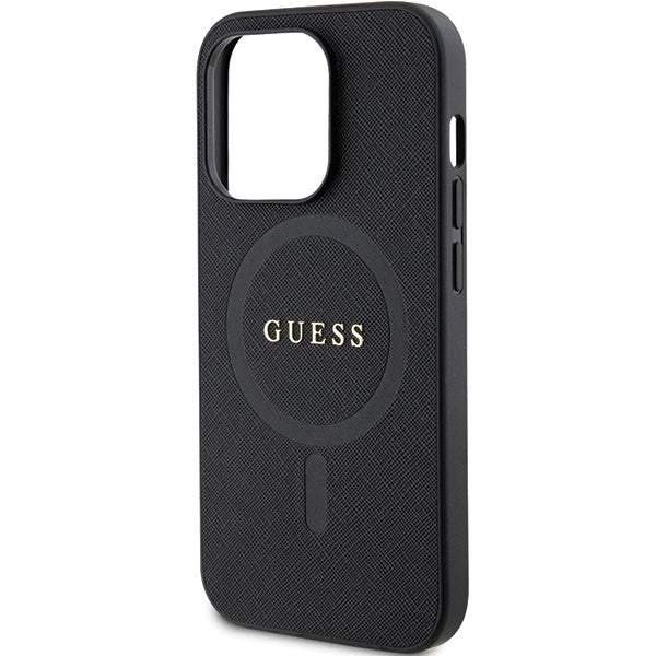 Guess GUHMP14XPSAHMCK fodtøj til iPhone 14 Pro Max 6.7" - sort Saffiano MagSafe
