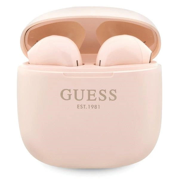 Guess Classic EST Logo TWS Bluetooth hovedtelefoner + docking station - lyserød