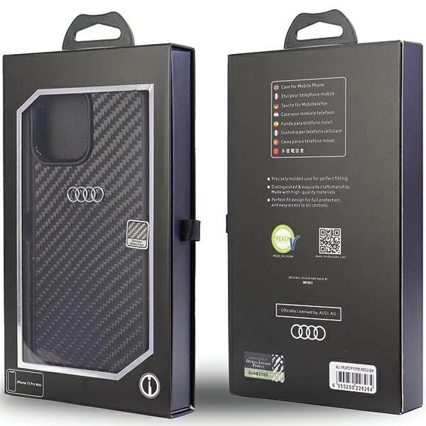 Audi Carbon Fiber iPhone 13 Pro Max 6.7" sort/sort hardcase AU-TPUPCIP13PM-R8/D2-BK