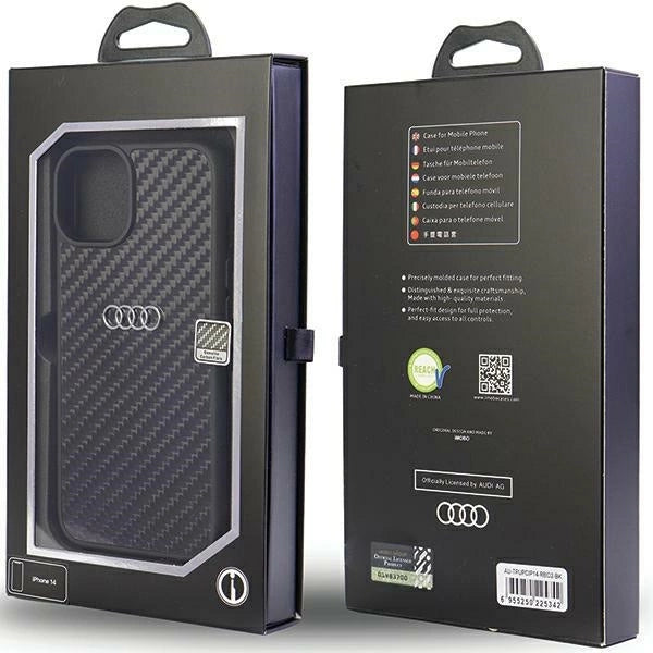 Audi Carbon Fiber iPhone 14 6,1" sort/sort hardcase AU-TPUPPCIP14-R8/D2-BK