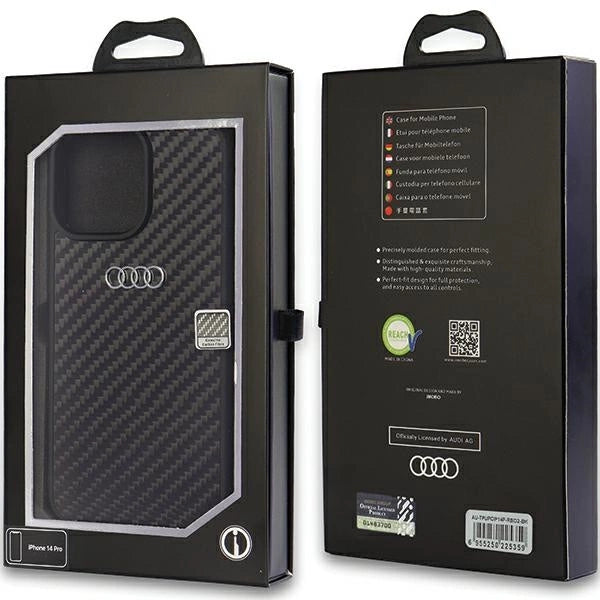 Audi Carbon Fiber iPhone 14 Pro 6.1" sort/sort hardcase AU-TPUPCIP14P-R8/D2-BK