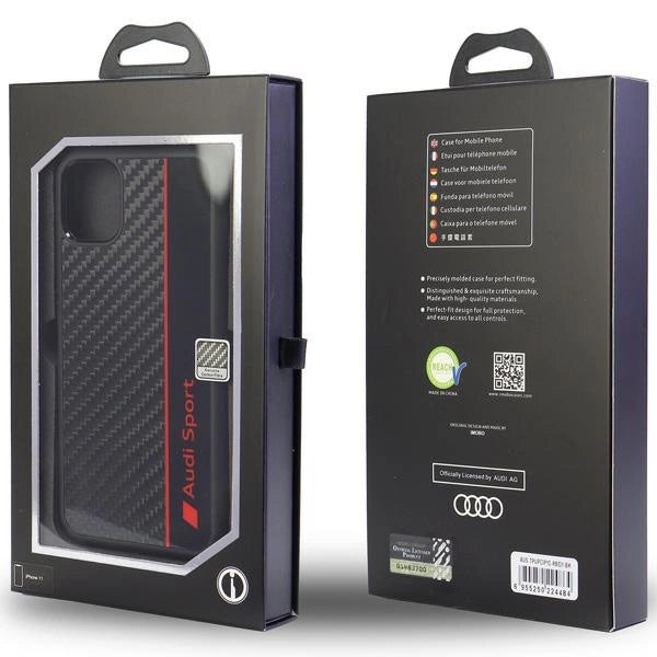 Audi Carbon Fiber Stripe iPhone 12/12 Pro 6.1" sort/sort hardcase AUS-TPUPCIP12P-R8/D1-BK