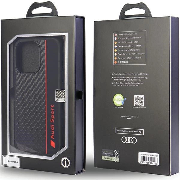 Audi Carbon Fiber Stripe iPhone 13 Pro / 13 6.1" sort/sort hardcase AUS-TPUPCIP13P-R8/D1-BK