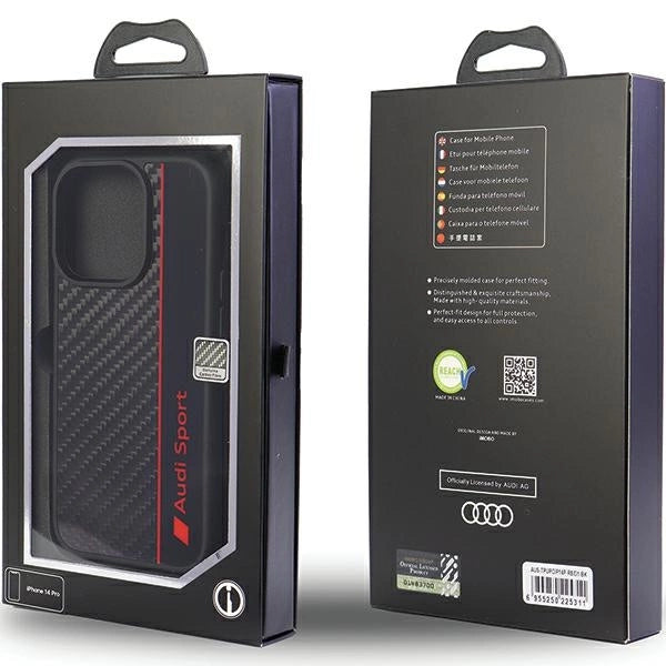 Audi Carbon Fiber Stripe iPhone 13 Pro Max 6.7" sort/sort hardcase AUS-TPUPCIP13PM-R8/D1-BK