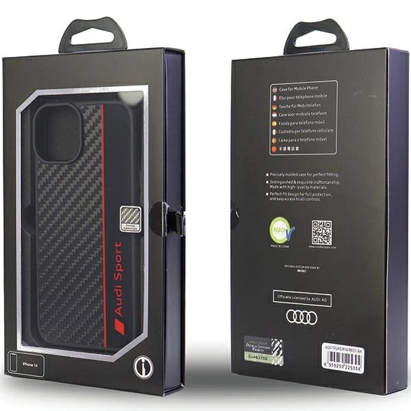 Audi Carbon Fiber Stripe iPhone 14 6.1" sort/sort hardcase AUS-TPUPCIP14-R8/D1-BK