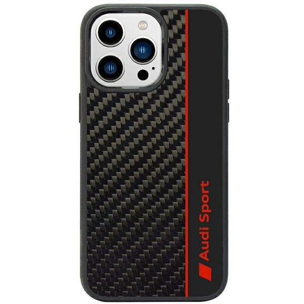 Audi Carbon Fiber Stripe iPhone 14 Pro 6.1" sort/sort hardcase AUS-TPUPCIP14P-R8/D1-BK