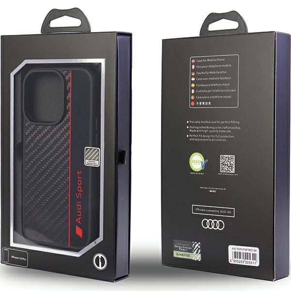 Audi Carbon Fiber Stripe iPhone 14 Pro 6.1" sort/sort hardcase AUS-TPUPCIP14P-R8/D1-BK