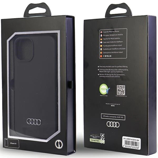 Audi Silicone Case iPhone 14 6.1" sort/sort hardcase AU-LSRIP14-Q3/D1-BK