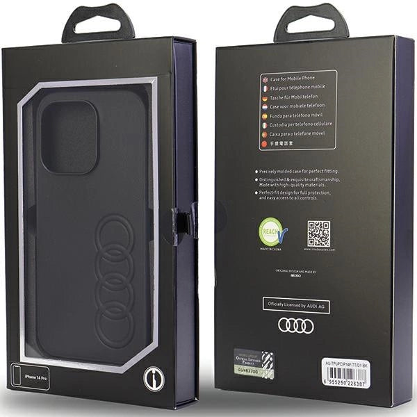 Audi Syntetisk Læder iPhone 14 Pro 6.1" sort/sort hardcase AU-TPUPPCIP14P-TT/D1-BK