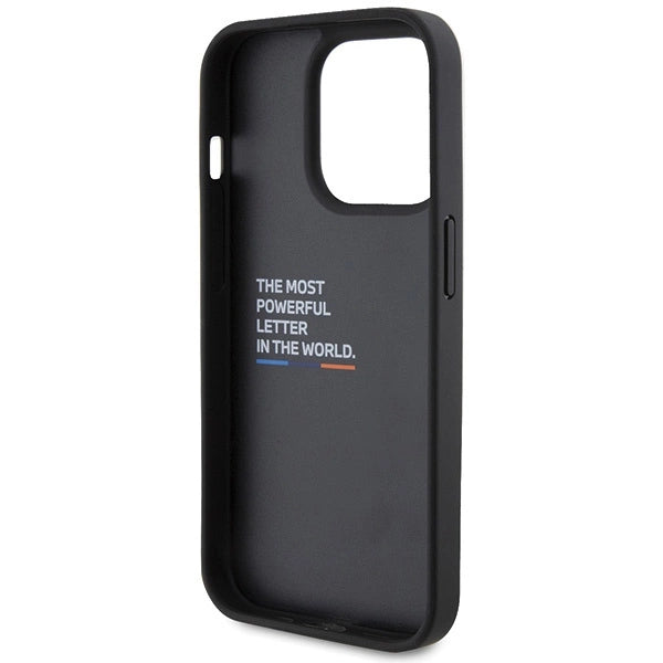 BMW læder Carbon-foder for iPhone 15 Pro - sort