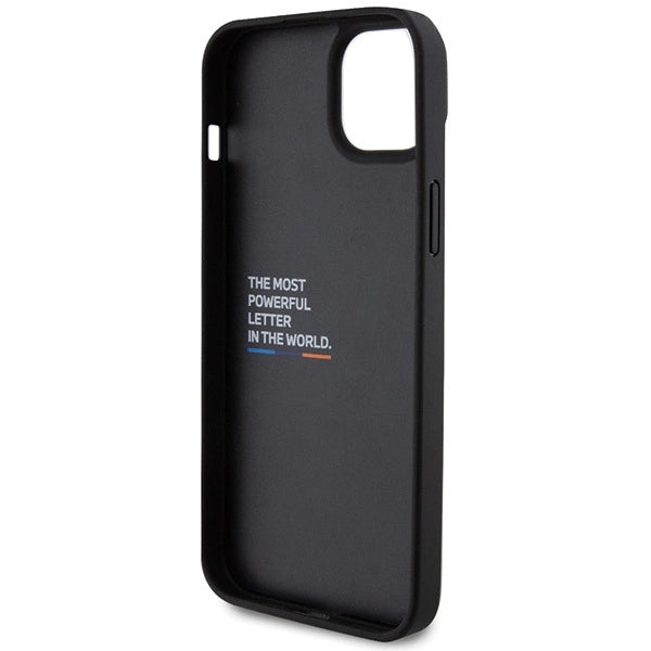 BMW læder Carbon-foder for iPhone 15 Plus - sort