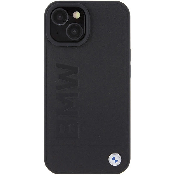 BMW læder Hot Stamp case til iPhone 15 - sort