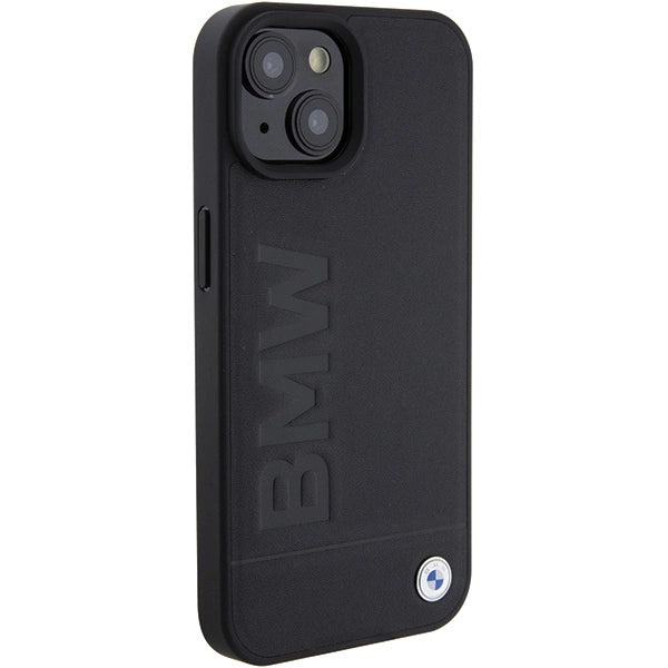 BMW læder Hot Stamp case til iPhone 15 - sort