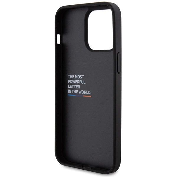 BMW læder Carbon-foder for iPhone 15 Pro Max - sort