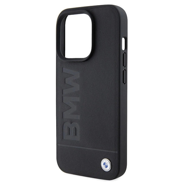 BMW MagSafe læder Hot Stamp case til iPhone 15 Pro - sort