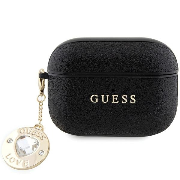 Guess GUAP2PGEHCDK-kasse til AirPods Pro 2-omslag - sort Fixed Glitter Heart Diamond Charm