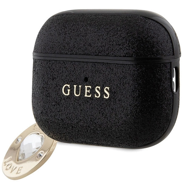 Guess GUAP2PGEHCDK-kasse til AirPods Pro 2-omslag - sort Fixed Glitter Heart Diamond Charm