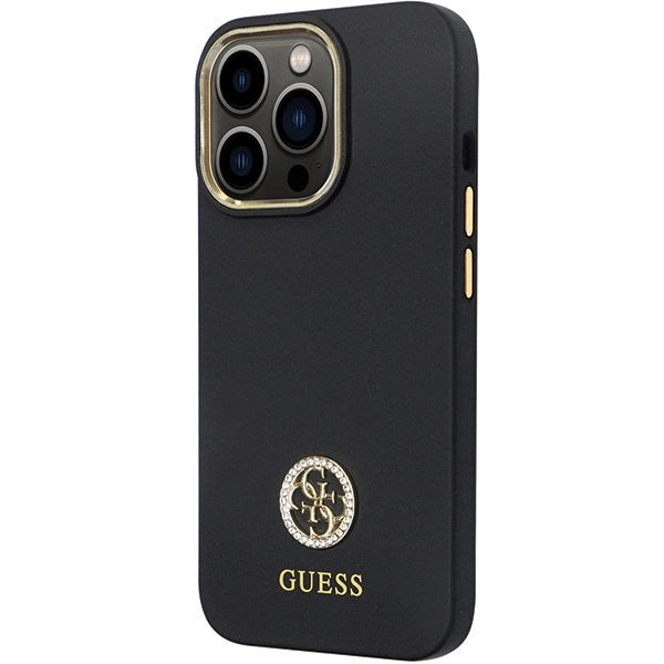Guess GUHCP13LM4DGPK fodtøj til iPhone 13 Pro / 13 - sort Silicone Logo Strass 4G