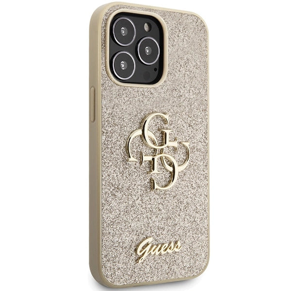 Guess GUHCP13XHG4SGD-kasse til iPhone 13 Pro Max 6.7" - guld Glitter Script Big 4G