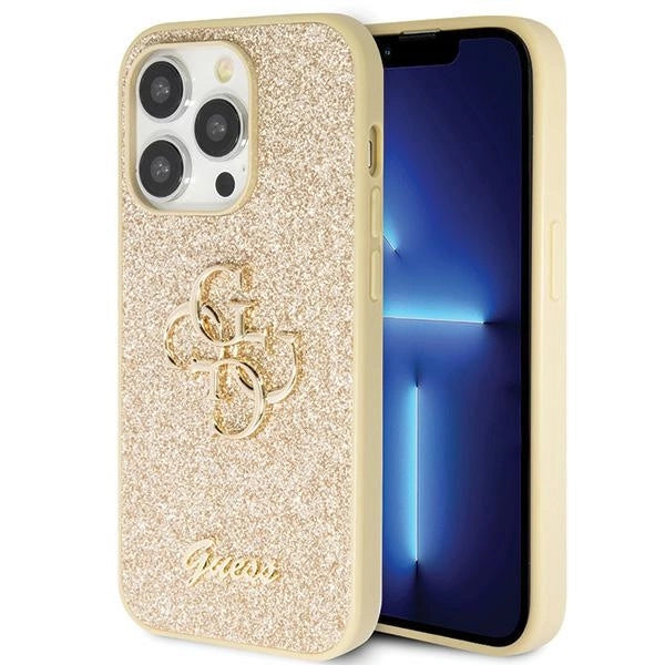 Guess GUHCP14LHG4SGD-kasse til iPhone 14 Pro - guld Glitter Script Big 4G