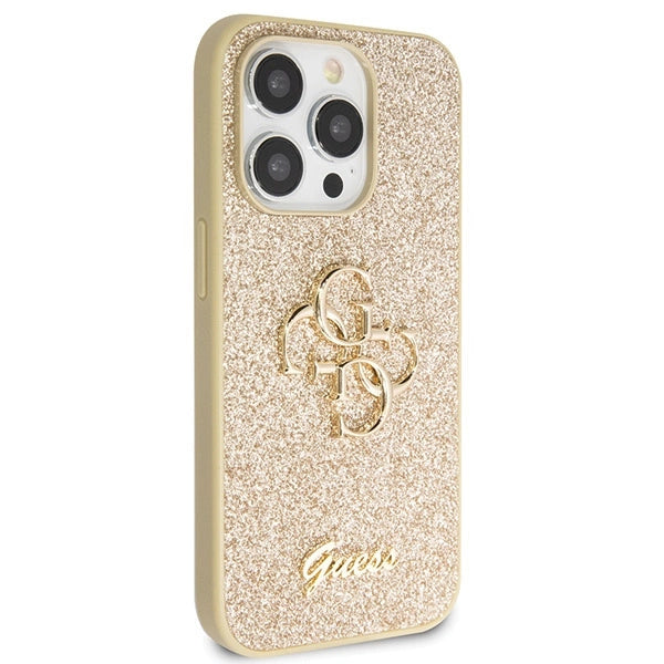 Guess GUHCP14LHG4SGD-kasse til iPhone 14 Pro - guld Glitter Script Big 4G