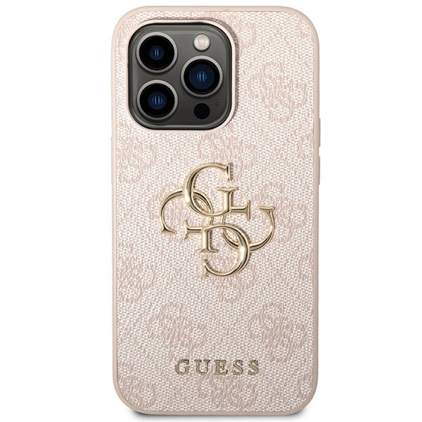 Guess 4G Big Metal Logo-hylster til iPhone 15 Pro - pink