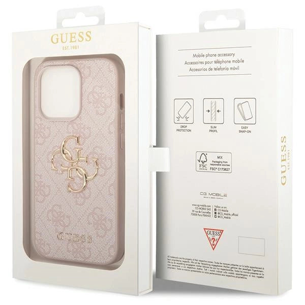 Guess 4G Big Metal Logo-hylster til iPhone 15 Pro - pink