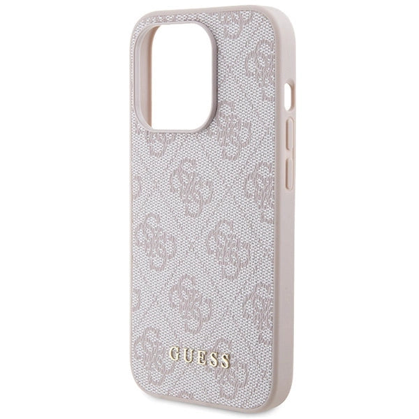 Guess 4G Metal Gold Logo-hylster til iPhone 15 Pro - pink