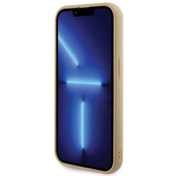 Guess Disco Metal Script-hylster til iPhone 15 Pro - guld