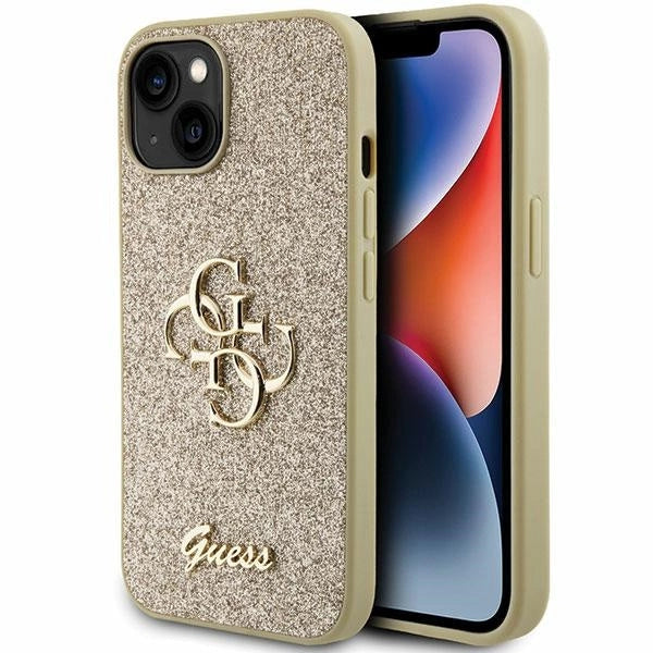 Gæt Glitter Script Big 4G iPhone 15 Case - Guld