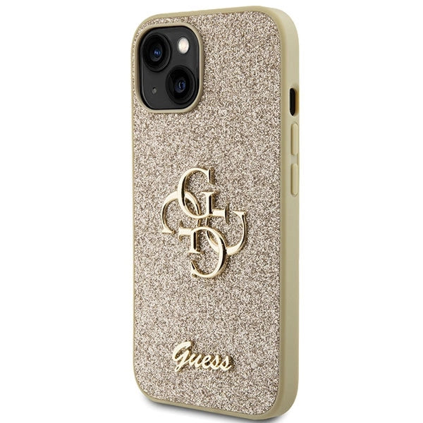 Gæt Glitter Script Big 4G iPhone 15 Case - Guld