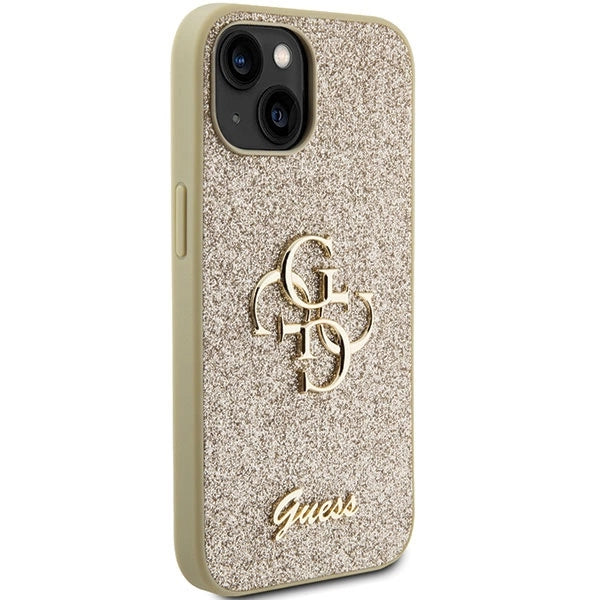 Gæt Glitter Script Big 4G iPhone 15 Case - Guld