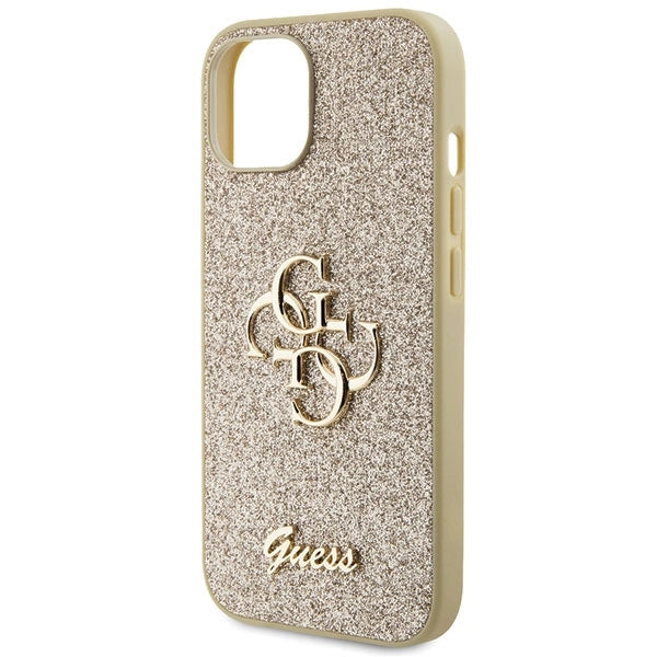 Gæt Glitter Script Big 4G iPhone 15 Case - Guld