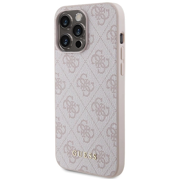 Guess 4G Metal Gold Logo-hylster til iPhone 15 Pro Max - pink