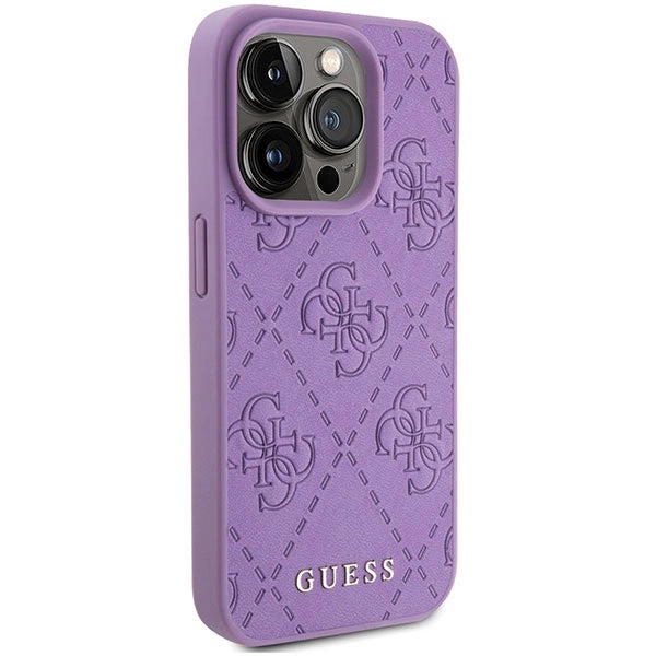 Guess læder 4G Stemplet case til iPhone 15 Pro Max - lilla