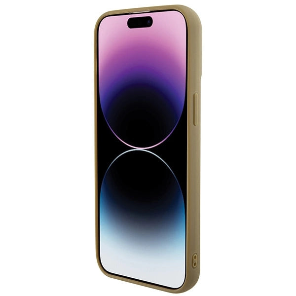 Guess Disco Metal Script-hylster til iPhone 15 Pro Max - guld