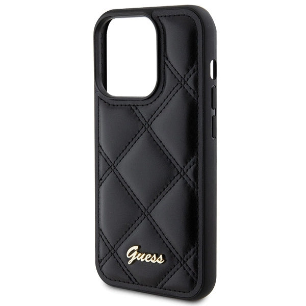 Guess Quilted Metal Logo case til iPhone 15 Pro Max - sort
