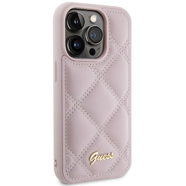 Guess Quilted Metal Logo Case til iPhone 15 Pro Max - pink
