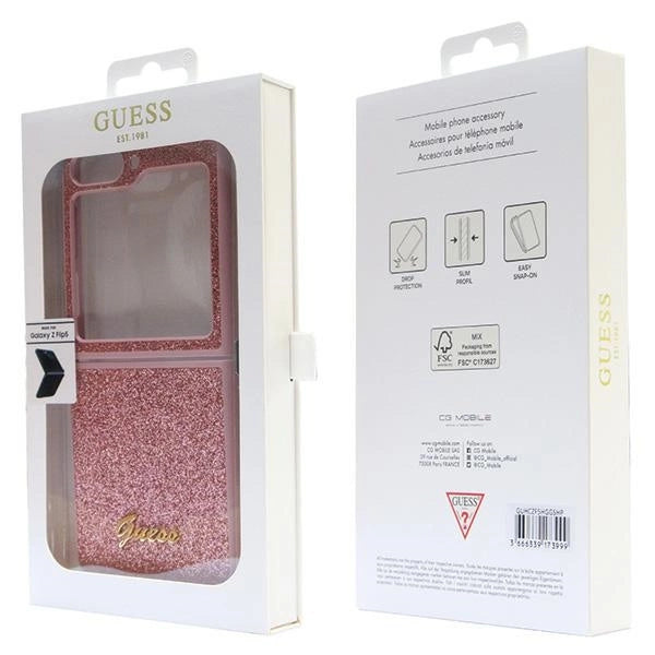Guess Glitter Script Case til Samsung Galaxy Z Flip 5 - pink