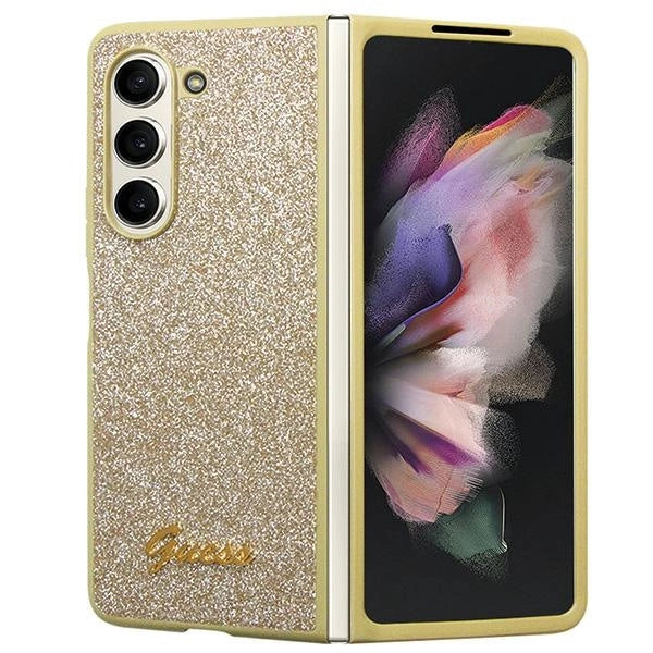 Guess Glitter Script case til Samsung Galaxy Z Fold 5 - guld