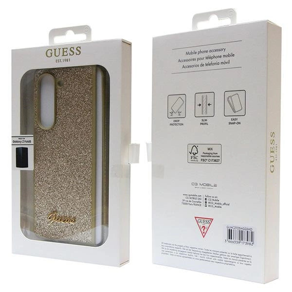 Guess Glitter Script case til Samsung Galaxy Z Fold 5 - guld