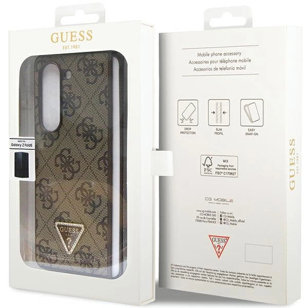 Guess læder 4G Triangle Strass case til Samsung Galaxy Z Fold 5 - brun