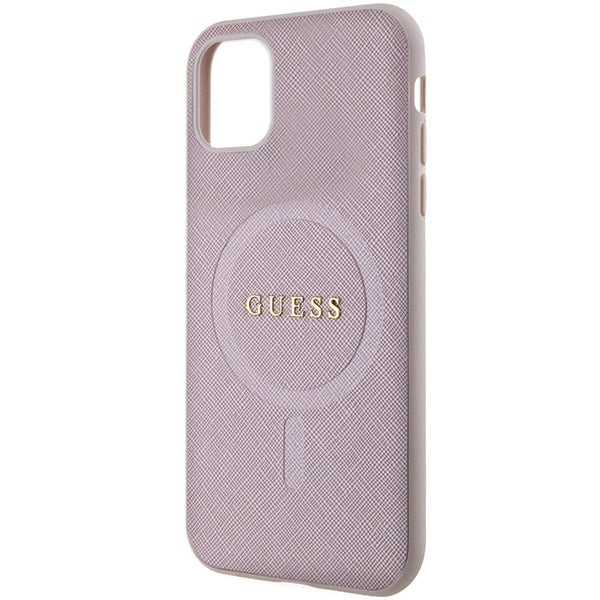 Guess GUHMN61PSAHMCP fodtøj til iPhone 11 / Xr - pink Saffiano MagSafe