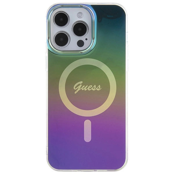 Guess IML Iridescent MagSafe-hylster til iPhone 15 Pro - sort