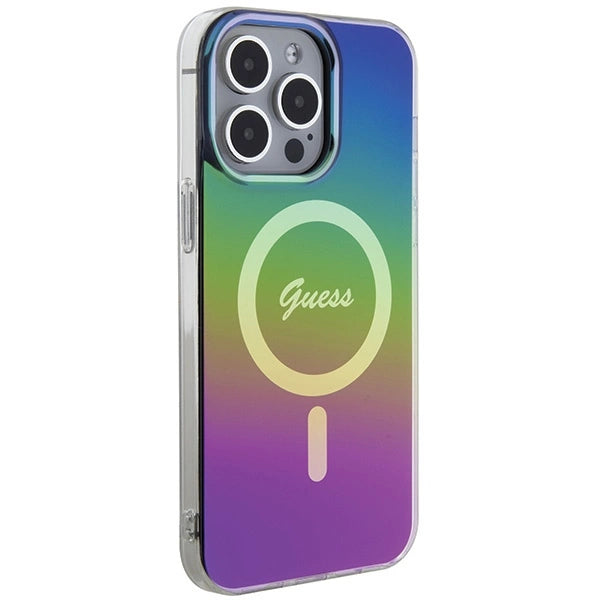 Guess IML Iridescent MagSafe-hylster til iPhone 15 Pro - sort