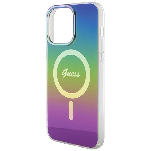 Guess IML Iridescent MagSafe-hylster til iPhone 15 Pro - sort
